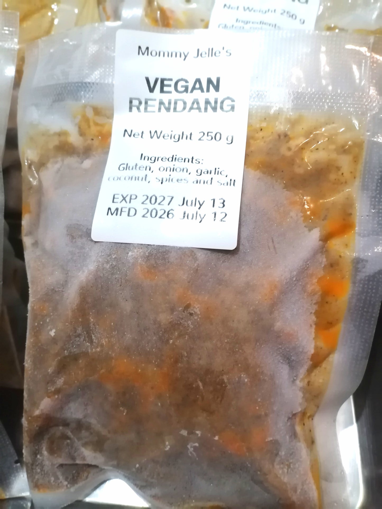 Authentic Indonesian Vegan Rendang made from scratch with homemade wheat gluten, coconut milk, and traditional spices. 100% plant-based, 250g.